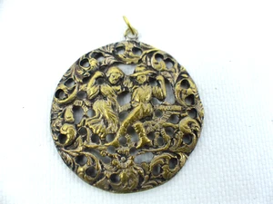 Antiker Trachtenschmuck Anhänger Tanzendes Bauern Paar Ø 5,5 cm - Bild 1 von 2