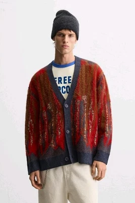 Suéter Cárdigan Zara Para Hombre Abstracto Abuelo Colorido Botton Up Talla L-XL NUEVO CON ETIQUETAS  Foto 1 de 4