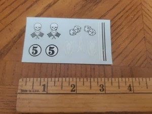 Vintage PYRO Plastic Model Kit Decals Sheet Skulls Dice 5 Pinstripes - Picture 1 of 2