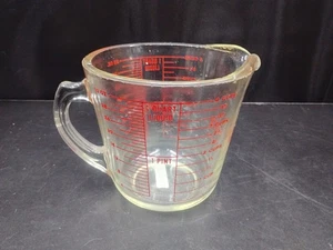 Vintage Pyrex #532 D Handle 4-Cup 1-Quart Red Lettering Glass Measuring Cup USA - Picture 1 of 5