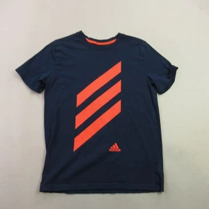 Adidas Shirt Boys Medium Short Sleeve Casual Crew Neck Lightweight Blue - Picture 1 of 7