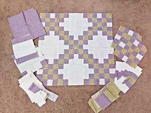 Unfinished Olive Green & Lavender Quilt Blocks Fabric - Picture 1 of 2