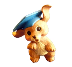 Hallmark MERRY MINIATURES Vintage GRADUATE DOG Graduation CAP 1988 Figurine - Picture 1 of 4