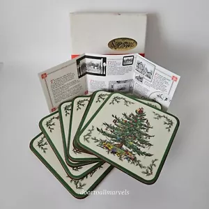 Sottobicchieri vintage Pimpernel DeLuxe albero di Natale Babbo Natale topper sughero in scatola set di 6 - Foto 1 di 10