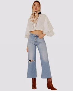 7 FOR ALL MANKIND LUXE VINTAGE JO ULTRA HIGH RISE CROPPED JEANS SIZE 24 $228 - Picture 1 of 15