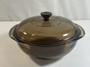 Vintage Pyrex 1.5 L Amber Glass Round Casserole Baking Dish 023 With 623-C Lid - Bild 1 von 12