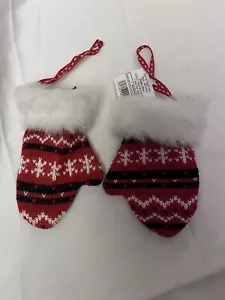 Set Of 2 Red Knitted Wondershop Mitten Ornaments 2022 - Bild 1 von 4