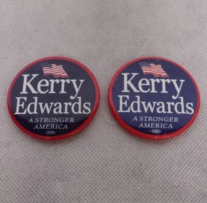 Kerry Edwards Campaign Pin Pinback Buttons 2 A Stronger America - Picture 1 of 2