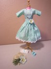 Barbie Doll Handmade Turquoise Flower Print Dress w/ Accessories! Free Ship