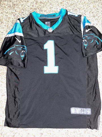 Nike Black NFL Carolina Panthers Cam Newton #1 Home Football Jersey Mens Size 48 Cover