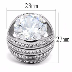 Huge Round Cut CZ Set in Non Tarnish 316 Stainless Steel Womens Cocktail Ring - Picture 1 of 5