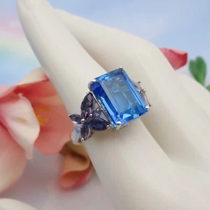 STS Chuck Clemency Lab-Created Spinel Tanzanite Butterfly 925 Size 7.5 Ring - Picture 1 of 9
