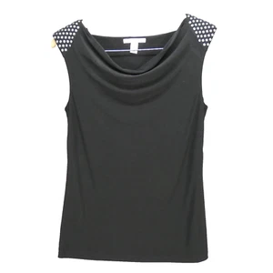 Kenneth Cole Top Blouse Black Sleeveless Silver Studs Petit New York Size XS - Picture 1 of 7