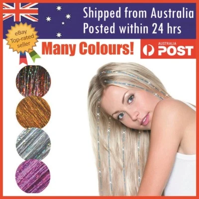 Holographic Glitter Tinsel Hair Extensions Sparkle Highlights Party AU Seller - image 1 of 3