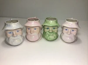 Lot 4 Vintage Bearded Fisherman Old Man The Sea Coffee Mugs Ceramic Fish Handles - Picture 1 of 12