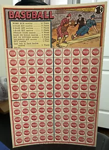 1930's Baseball Themed Punch Board Game by W.H. Brady Co.; Heavy Sheet - Picture 1 of 3