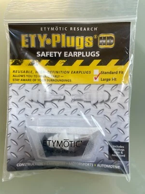 Etymotic Research ER20-SFT Large Size Reusable Safety Earplugs - New - Pair