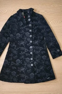 Desigual Designer Mantel Damen Größe 42 (14) schwarz geblümt Samtgefühl Knopfleiste - Bild 1 von 16