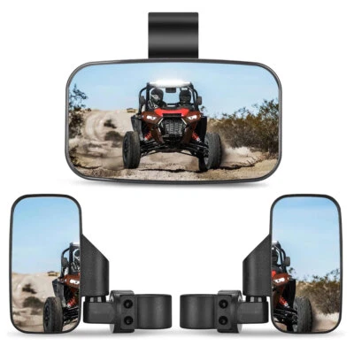 UTV Rearview Side Mirrors And Center Mirror Set fits 1.75" to 2" Roll Bar Cage - Image 1 of 4