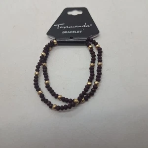 Taramanda goldfarben und braun Perlen elastisches Armband ca. 7" - Bild 1 von 3