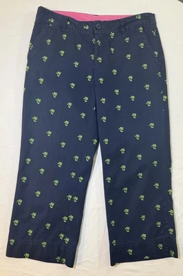 Lilly Pulitzer Cropped Capris Pants Navy Blue Palm Trees Size 8 31 X 23 - Image 1 of 4