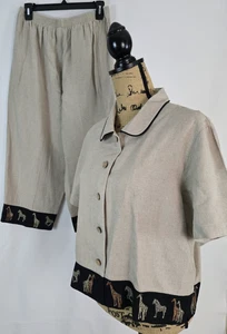 Stonebridge Mujer Mezcla Lino Estampado Animal 2 Piezas Pantalón Blusa Separa Grande - Imagen 1 de 7