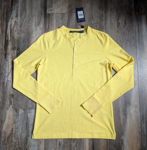 Polo Golf Ralph Lauren Manica Lunga Henley Camicia Uomo Taglia Media Giallo Nuova con etichette - Foto 1 di 7