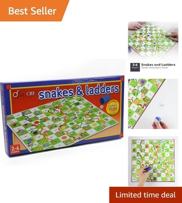 Traditional Snakes & Ladders Game with Colorful Pieces - Ideal for 2-6 Players - Image 1 of 4