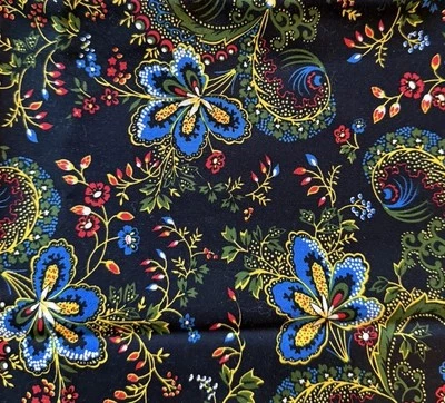 Blank Textiles Co Fabric Multicolor Floral Vines Dark Background 36 x 44” - Image 1 of 3