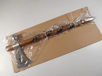 Native American Peace Pipe Tomahawk Heads 19" Axe Leather Wrap Antique Pipes - Image 1 of 4