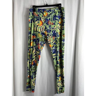 Leggings altos y curvilíneos LuLaRoe TC estampado tropical floral verde azul naranja para mujer Foto 1 de 2