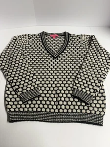 Lilly Pulitzer Brista Pullover mit V-Ausschnitt - Schwarz Wabenmuster, Größe Xtra Large  - Bild 1 von 11