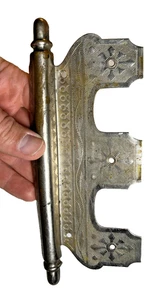 Antique Victorian Eastlake Hinge Plate 7.75" Ornate Nickel Plated Steeple Tip - Picture 1 of 16