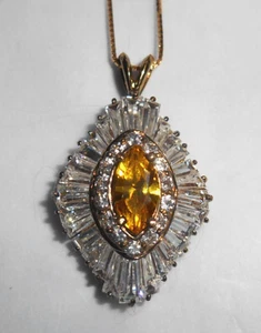 COLLAR BAILARINA CIRCONITA AMARILLA 18" 14kt cadena conjunto en oro de ley chapado en - Imagen 1 de 12