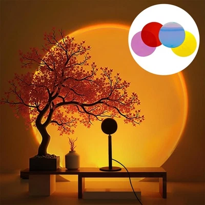 Sunset Lampe Sonnenlampe 180° Drehbar Sonnenuntergang Neon Projektor Nachtlicht - Bild 1 von 4