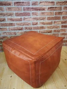 Marokkanischer Hassock Pouf Handarbeit Boho ungefüllt Fußhocker Ottomane Leder - Bild 1 von 6