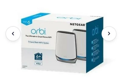 NEW NETGEAR Orbi AX6000 Tri-Band Mesh Wi-Fi 6 System PackRBK852 2 Pack Sealed Au - image 1 of 4