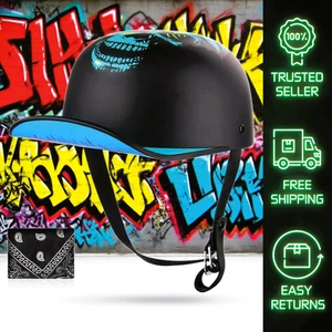 Gorra de béisbol medio casco vintage retro de verano para adultos cara abierta motocicleta - Imagen 1 de 21