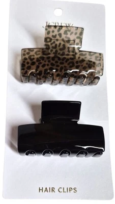 J.Crew Factory Animal Print Hair Claw Set of Two Camel Black One Size CL316 New - Image 1 of 4