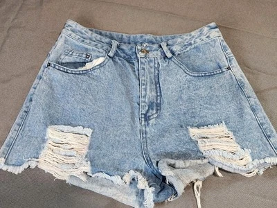 Pantalones cortos de jean POL para mujer pequeños desgastados cintura alta diligencia Foto 1 de 4
