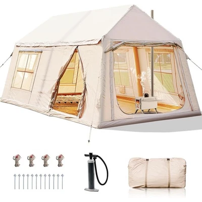 Aufblasbares Zelt 8 Person Glamping Zelt mit Pumpe Baldachin 4x2.7x2m - Bild 1 von 4