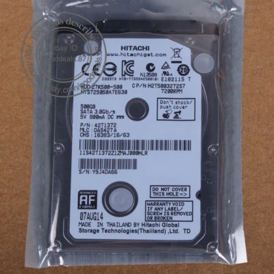 Hitachi 500 GB 2.5" 7200 RPM SATA 32 MB HDD Hard Disk Drive HTS725050A7E630 - Bild 1 von 2