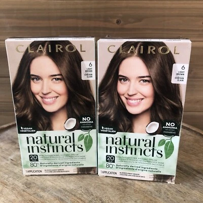 2 Clairol Hair Dye Natural Instincts Demi Permanent Crème 6 Light Brown (1V - Image 1 of 4