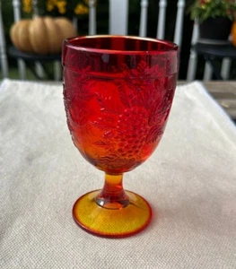 Vintage L E Smith Glas Amberina Traube & Blatt Blätter Fußkelch - Bild 1 von 4