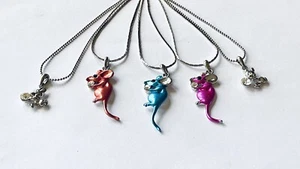 Assorted Five Assorted Color Fashion Necklaces With  Small Animal Pendants - Picture 1 of 9