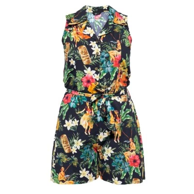 Queen Kerosin Rockabilly Vintage Playsuit Overall Jumpsuit Dancers Mambo Schwarz - Bild 1 von 4