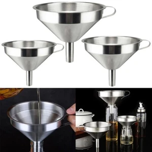 El mejor embudo de acero inoxidable con mango tolva de metal de relleno de cocina pequeña grande - Imagen 1 de 4