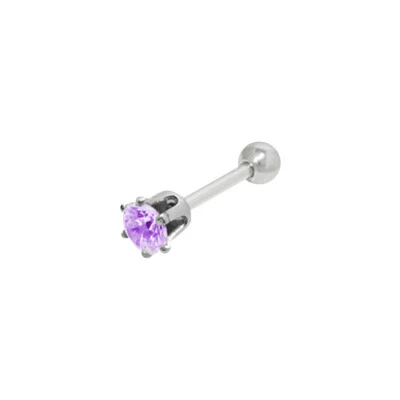 Ear Cartilage Barbell with Square Press Fit Cubic Zirconia 16G Tragus Rook  - Изображение 1 из 4