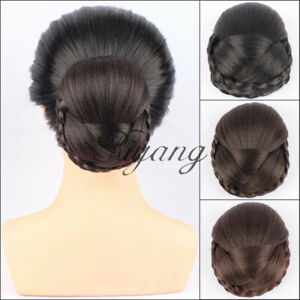 Women's Hair Chignon Braided Buns Combs in Extensions Retro Hairpieces Synthetic