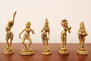 Juego de estatuas Apsara hindú hogar jardín templo decoración regalo ídolo danza estatua Diya - Imagen 1 de 5